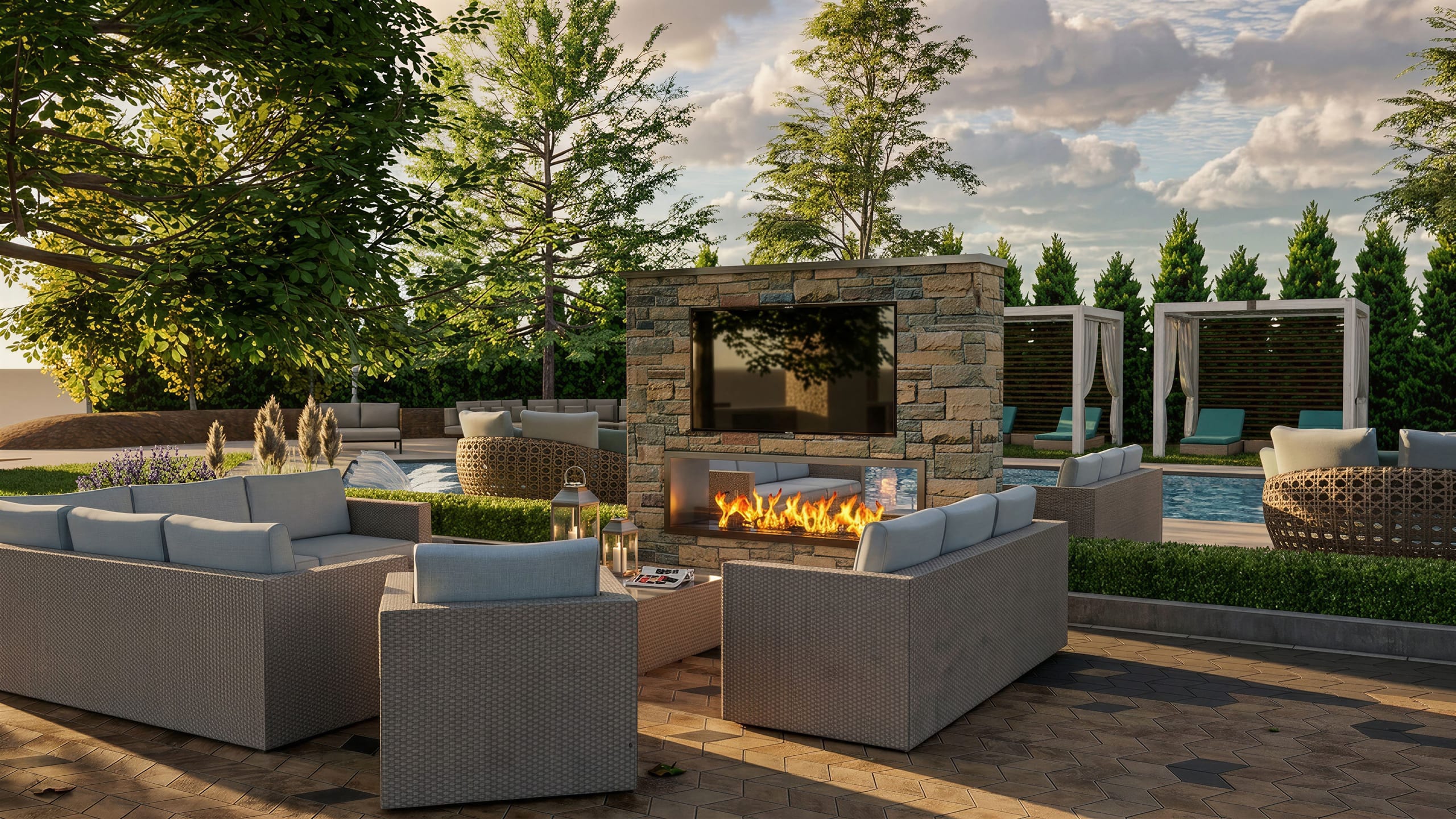 Outdoor fire lounge