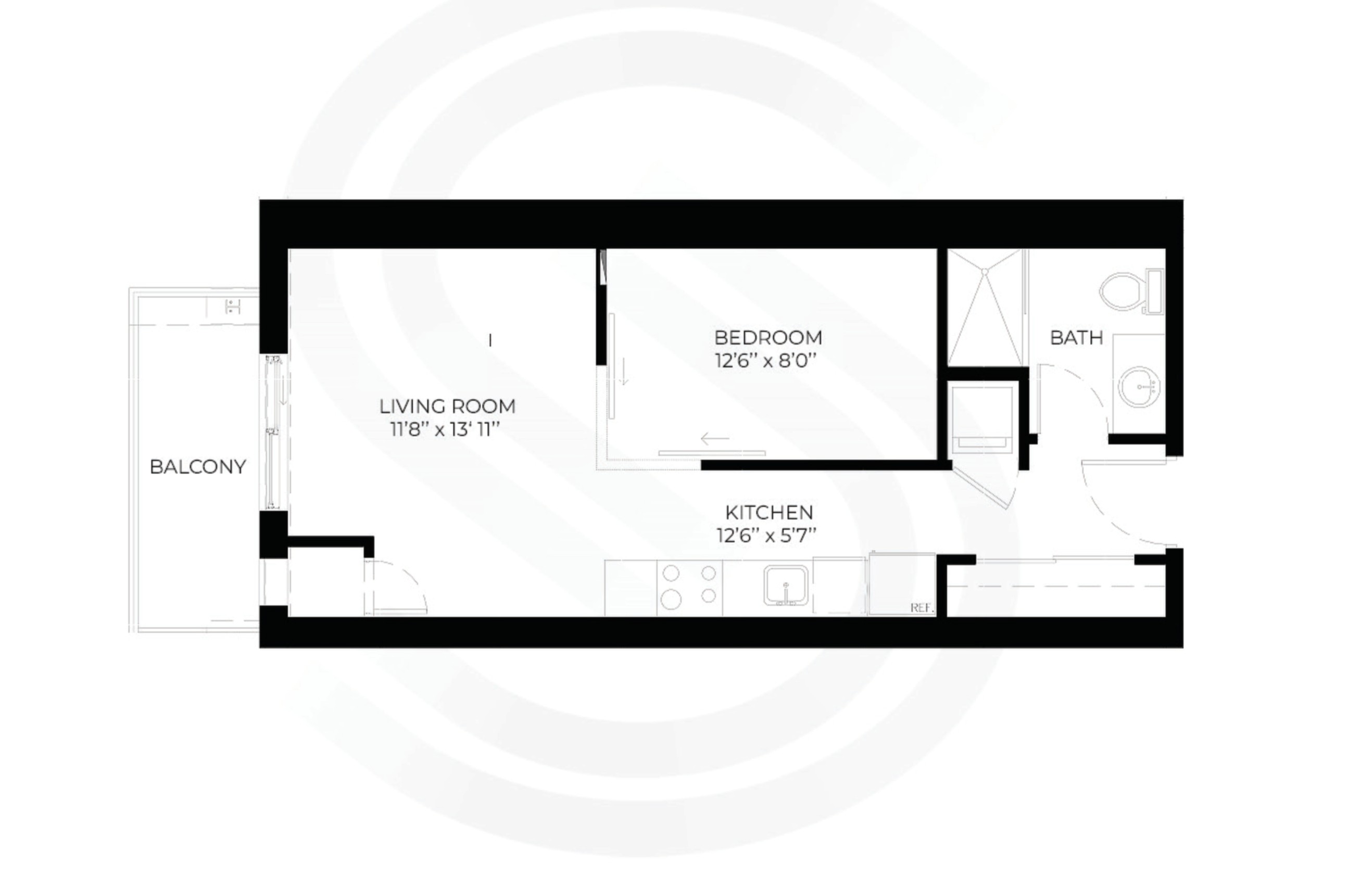 Interior 1 bed Forte floor plan