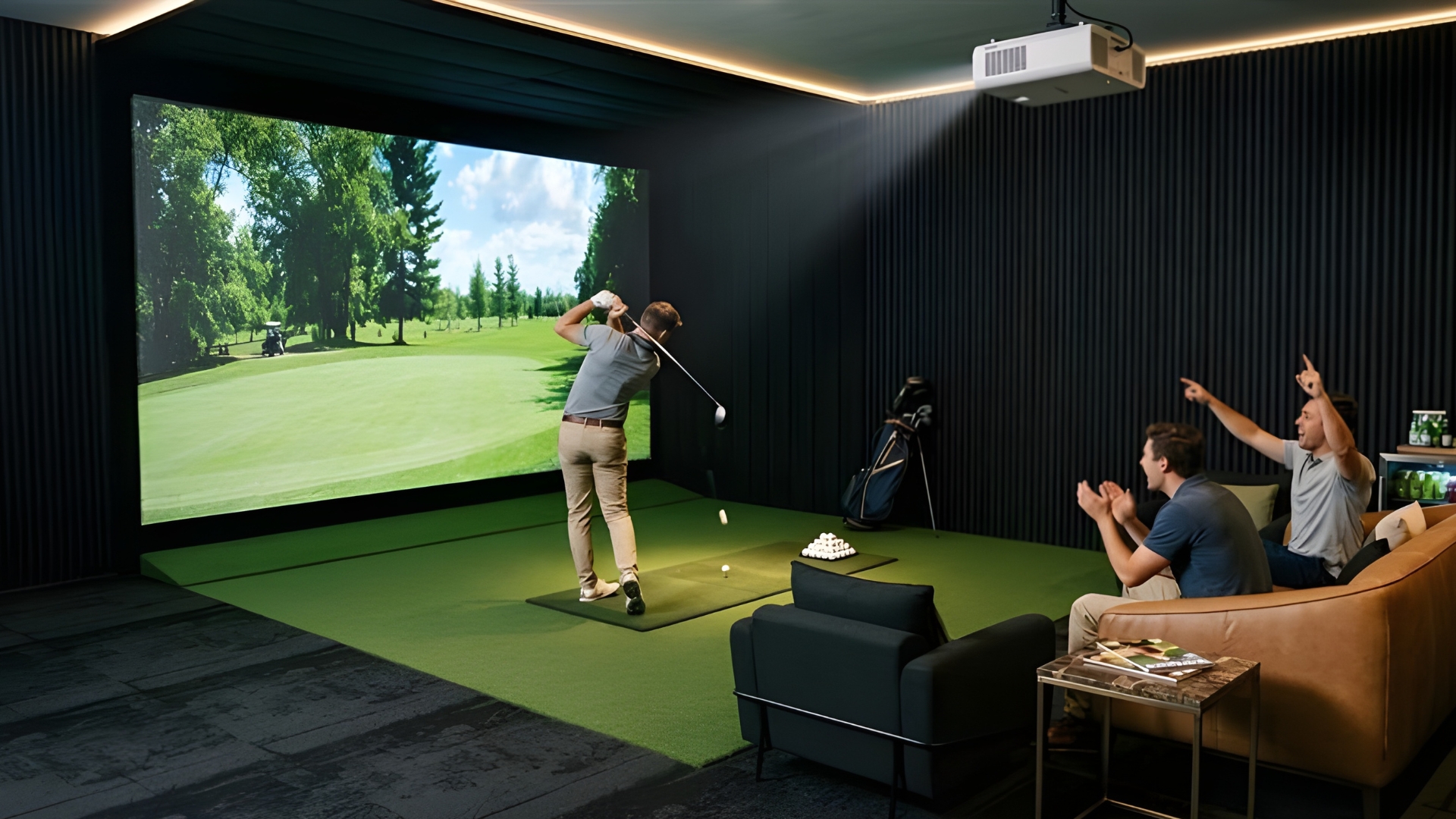 Santé Apartments — Golf simulator and media room